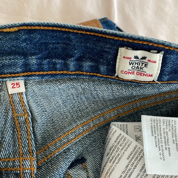 Levi’s White Oak Cone Denim High Rise Button Fly Straight Leg Ankle Jeans 25 - Picture 3 of 5